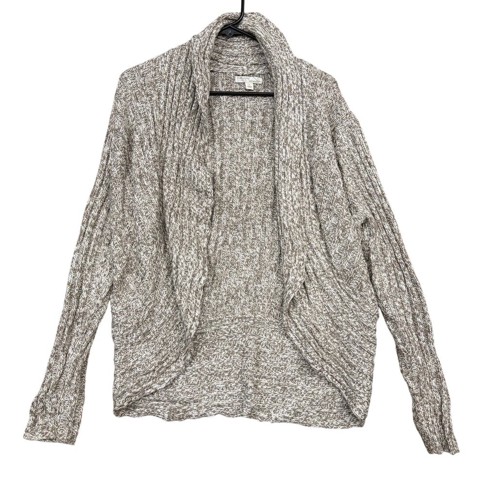NYCO Streetwear Womens Cardigan Brown Cream Knit Cocoon Drape Front Large